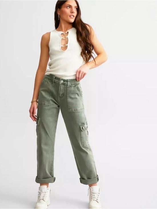 Vervet Pants - NWOT Vervet  Pants Dixie High Rise Straight Leg Cargo Stretch Indie Clean Girl 2